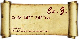 Csákó Zóra névjegykártya